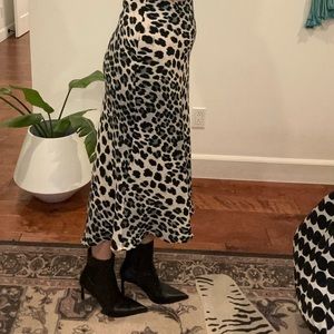 Zara, blue leopard print hi-low skirt
